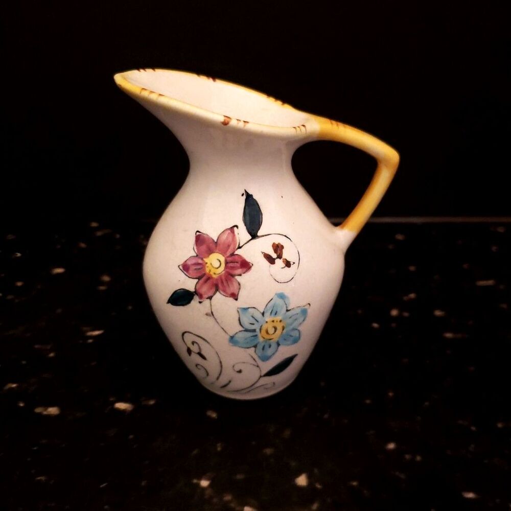 Americana Ceramic Floral Pitcher Shabby Chic or Cottage Core Vintage